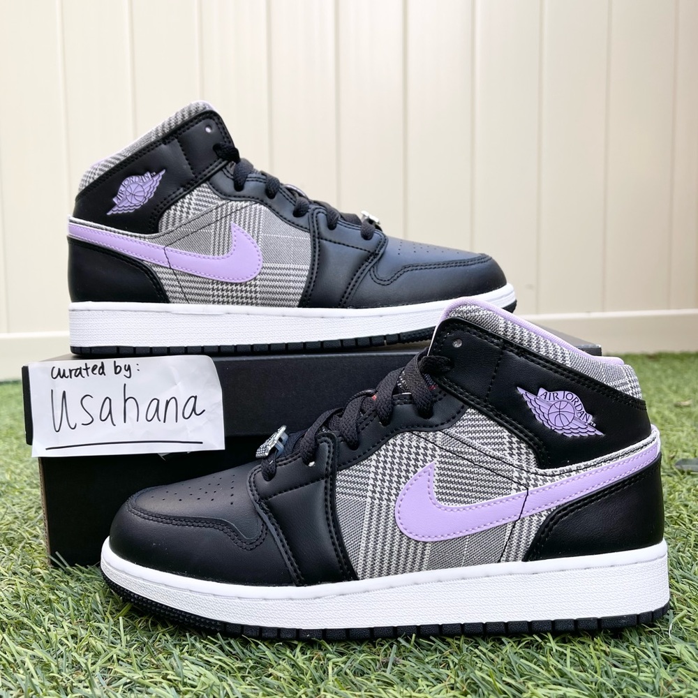 Nike Air Jordan 1 mid GS flannel shoes